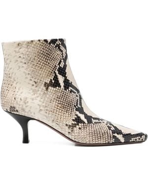 Paris Texas Bottines En Cuir À Effet Serpent Rose - Neutre