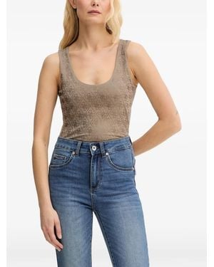 Guess Rhinestone-Logo Scoop-Neck Tank Top - Blue