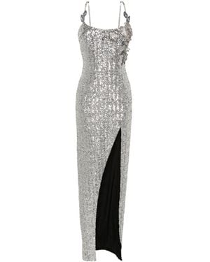 Balmain スパンコール マキシドレス - グレー