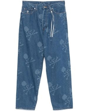 Mastermind Japan モノグラム ストレートジーンズ - ブルー