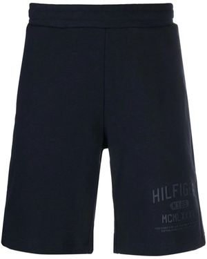 Tommy Hilfiger Logo-Print Track Shorts - Blue
