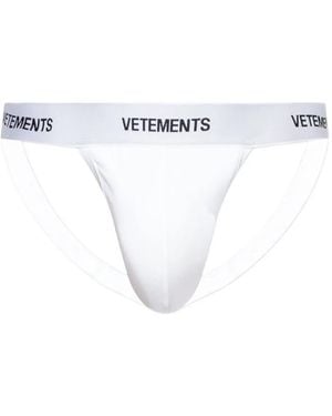 Vetements Logo-Waistband Jockstrap - White