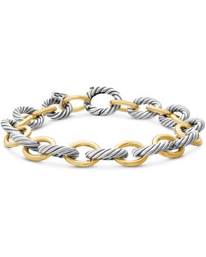 David Yurman 18Kt Geelgouden En Sterling Zilveren Oval Link Schakelarmband - Metallic