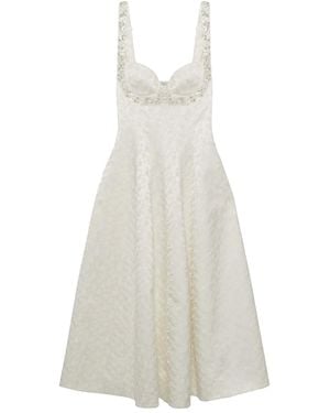 Jonathan Simkhai Robe Mi-Longue Charlotte À Fleurs En Jacquard - Blanc