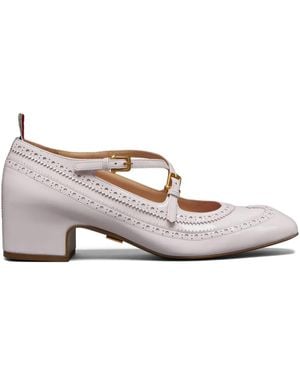 Thom Browne Soft Patent Leather Thom John Block Heel Court Shoes 40Mm - Pink