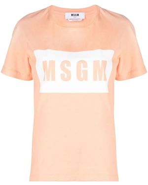 MSGM T-Shirt À Logo Imprimé - Pink