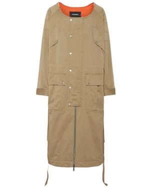 DSquared² Raw-Cut Washed-Effect Parka Coat - Natural