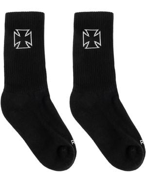 Vetements Embroidered Ribbed Socks - Black