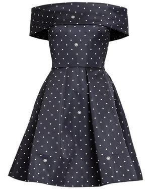 Elie Saab Vestido Con Hombros Descubiertos Y Motivo De Lunares - Azul