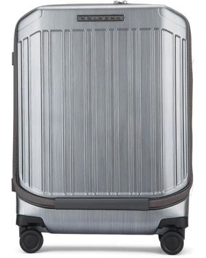 Piquadro Telescopic Handle Ribbed Trolley - Grey