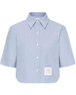 Thom Browne Camicia Oxford A Maniche Corte - Blu