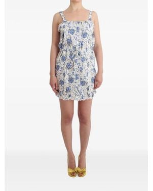Ermanno Scervino Robe Courte Volantée À Fleurs - Blue
