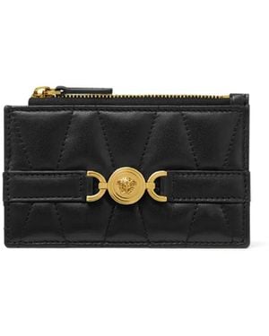 Versace Medusa '95 Quilted Zip Card Holder - Black