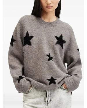 AllSaints Star-embellished crew-neck sweater - Gris