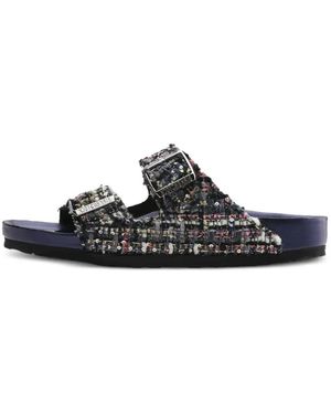 Birkenstock Arizona Tweed Buckle-Strap Sandals - White