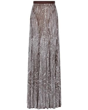 Rabanne Falda Larga Bordada Con Lentejuelas - Gris