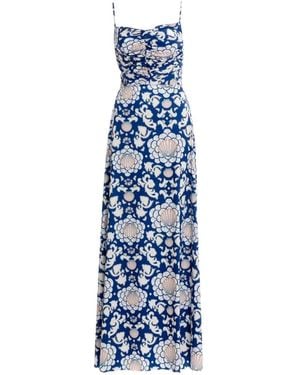 Agua Bendita Arista Open-Back Shell-Print Maxi Dress - Blue