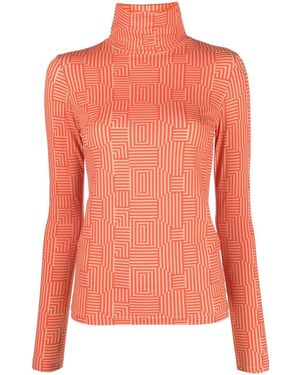 Xacus Selene Stripe-Print Top - Orange