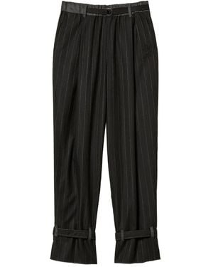 Twinset Pinstripe Cuff-Strap Trousers - Black