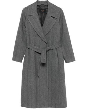 Paltò Manteau Ceinturé Paola À Chevrons - Gris