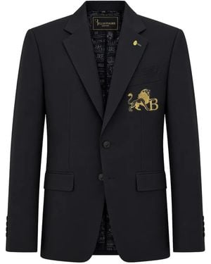 Billionaire Logo-Embroidered Suit Jacket - Black