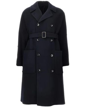 Emporio Armani Double-Breasted Belted Coat - Blue