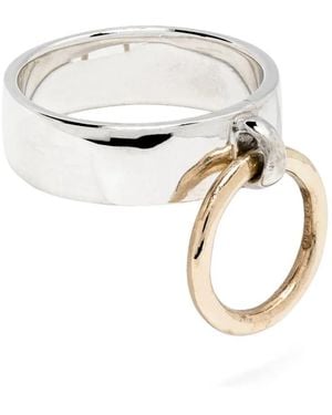Roses Metals Anillo Pierced En Oro Amarillo De 14 Ct Y Plata De Ley - Blanco
