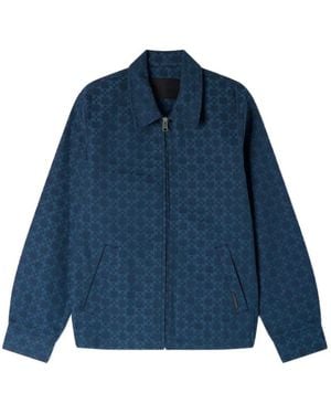 Sandro Square-Pattern Denim Jacket - Blue