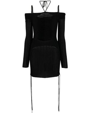 ANDREADAMO Ribbed-Knit Mini Dress - Black