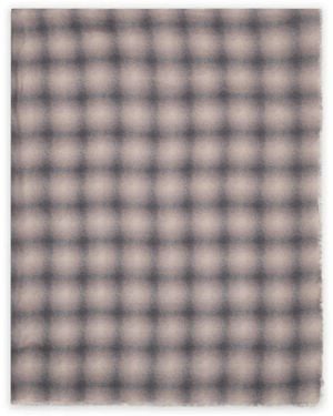 Giorgio Armani Fringed Gradient-Check Scarf - Grey