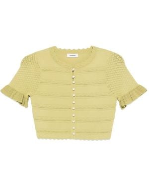 Sandro Pearl-Embellishment T-Shirt - Yellow