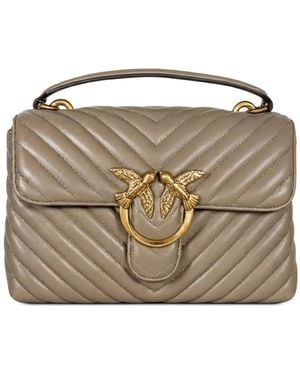 Pinko Love Lady Puff Chevron-Quilted Shoulder Bag - Gray