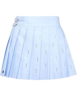 Philipp Plein Pleated Mini Skirt Strass Skull - Blue