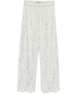 D.exterior Floral-Lace Pants - White