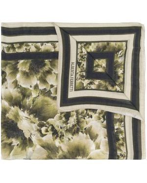 Alberta Ferretti Floral-Print Knitted Scarf - Green