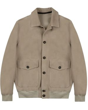 Montedoro Buttoned Suede Leather Jacket - Natural