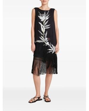 Temperley London Madeline Floral-Embroidered Fringed Mini Dress - Black