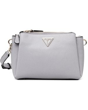 Guess Noelle Saffiano Leather Cross Body Bag - Grey