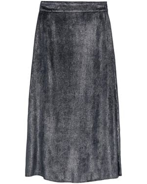 Peserico Metallic Geribbelde Midi-Rok - Grijs