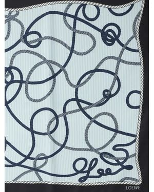 Loewe Zijden Sjaal Met Touwprint - Blauw