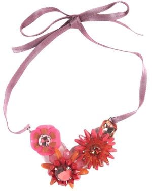 Marina Fossati Margaret Ribbon-Floral Embellished Necklace - Red
