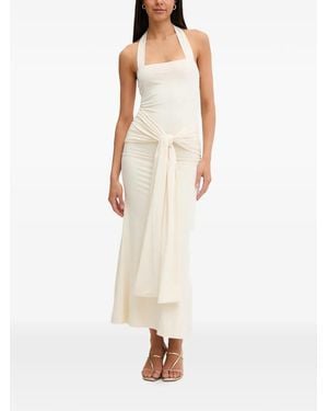 Bardot Emilia Knot-Detail Halterneck Maxi Dress - White