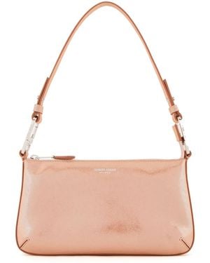 Giorgio Armani Metallic-Finish Leather Shoulder Bag - Pink