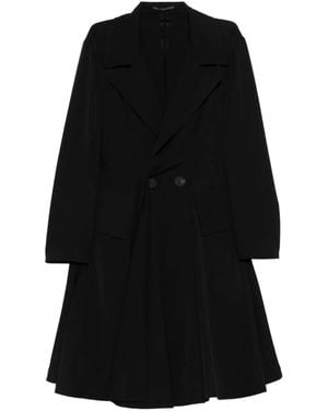 Yohji Yamamoto Manteau À Revers Crantés - Black