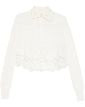 Ermanno Scervino Lace-Trim Buttoned Cardigan - White