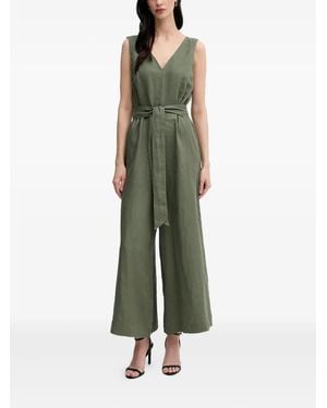 Benetton Jumpsuit Met Ceintuur En V-Hals - Groen
