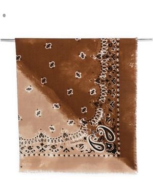 Destin Paisley-Print Frayed-Detail Scarf - Brown