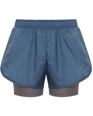 Moschino Logo-Print Layered Shorts - Blue