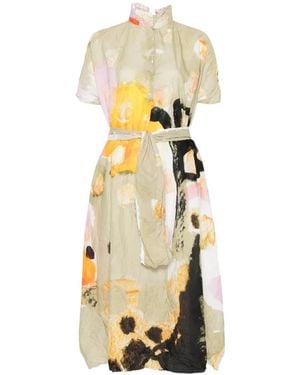 Daniela Gregis Vestido Midi Estampado - Blanco