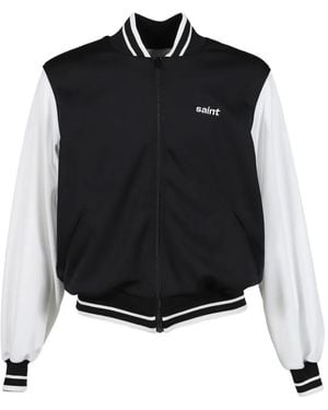 SAINT Mxxxxxx Rib-Knit Baseball Jacket - Black